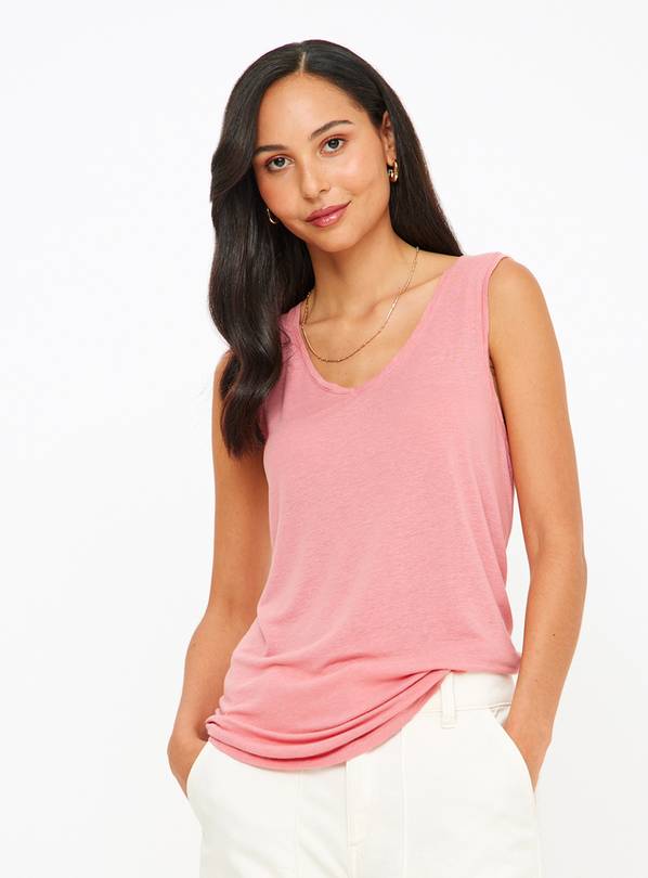 Pink Linen Blend Relaxed Fit Vest Top 20